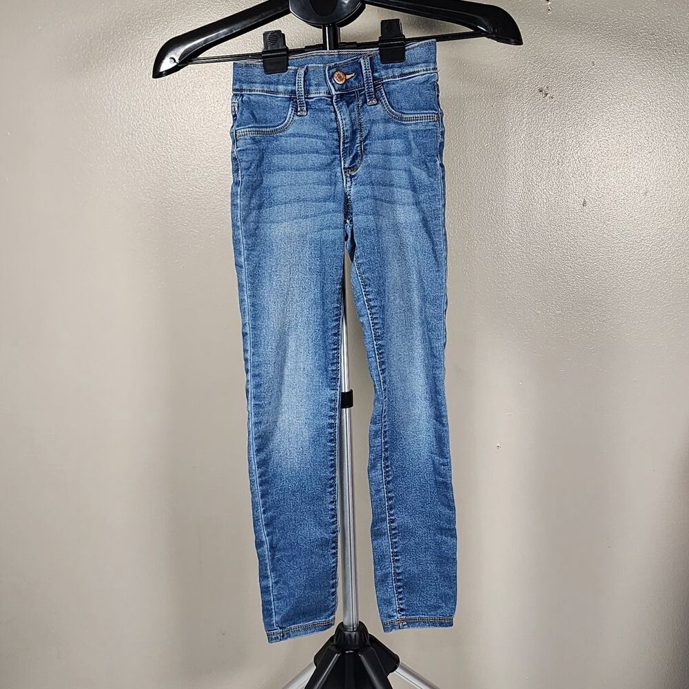 Old Navy Girls Skinny Jeans Sz 8 Med Wash Blue Denim Stretch Adjustable Waist